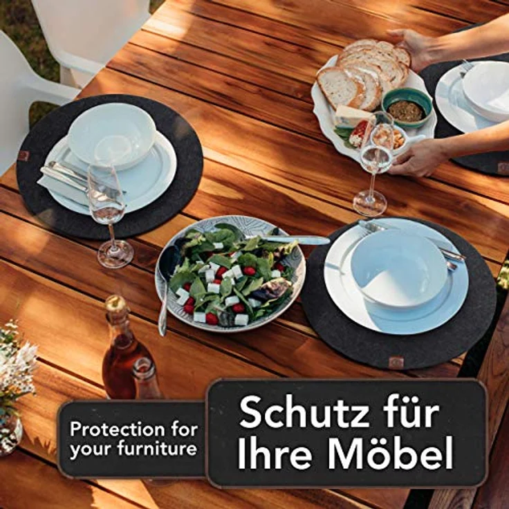 Loco Bird Platzset Tischset aus Filz, 6er Set Rechteckig, 38 cm Telleruntersetzer, (Tischset), abwischbare Tischuntersetzer Platzdeckchen – Bild 8