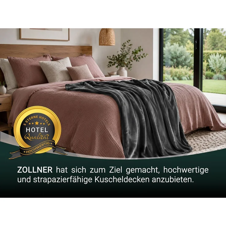 ZOLLNER Kuscheldecke, 100% Polyester, 150x200 cm, anthrazit – Bild 6