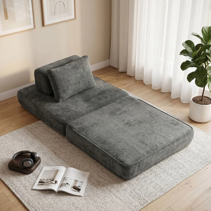 MELAYR, 2-in-1 Boneless Cloud Schlafsessel, 97 x 97 x 70 cm, Grau – Bild 4