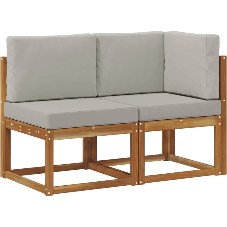 vidaXL Outdoor Mittel- und Ecksofa 2 Stück Natürlich und Hellgrau 900470 – Bild 2