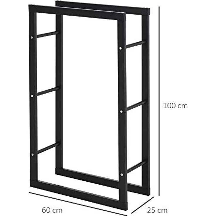 HOMCOM Kaminholzregal Kaminholzständer Kaminholzablage Kaminholzhalter 100kg, BxTxH:60x25x100 cm, (Stahl, 1-St, Schwarz) – Bild 8