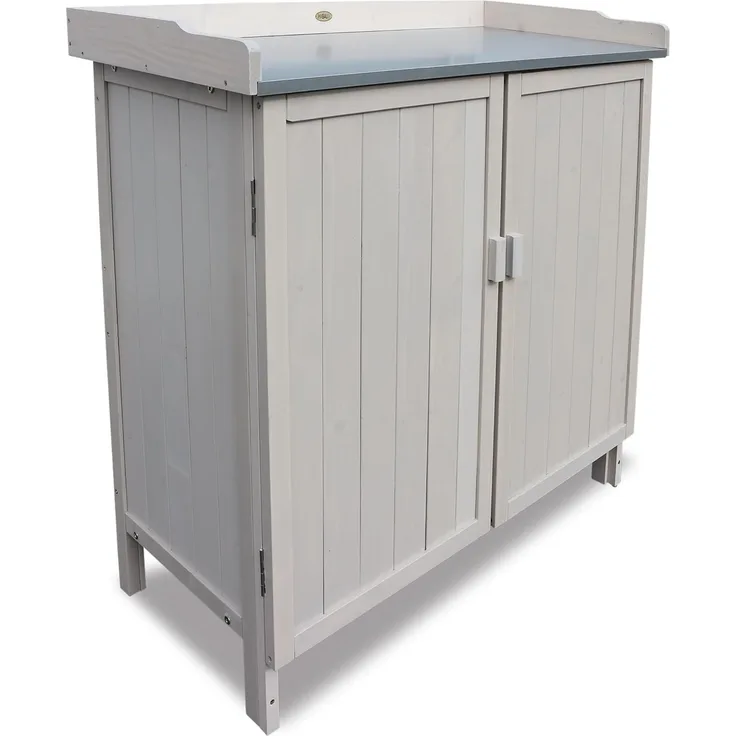 Habau Gartenschrank Lino mit integriertem Pflanztisch, grau, 98 x 48 x 95 cm
