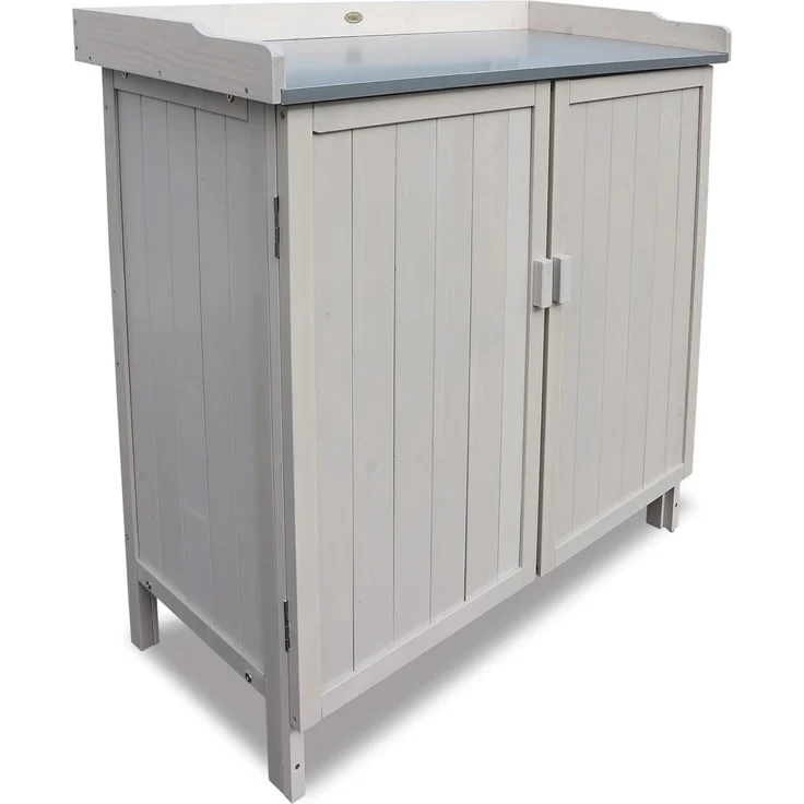 Habau Gartenschrank Lino mit integriertem Pflanztisch, grau, 98 x 48 x 95 cm – Bild 1