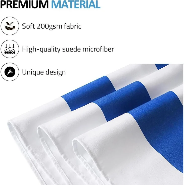 Strandtuch Mikrofaser saugfähig Streifen Blau XXL 180x90cm – Bild 5