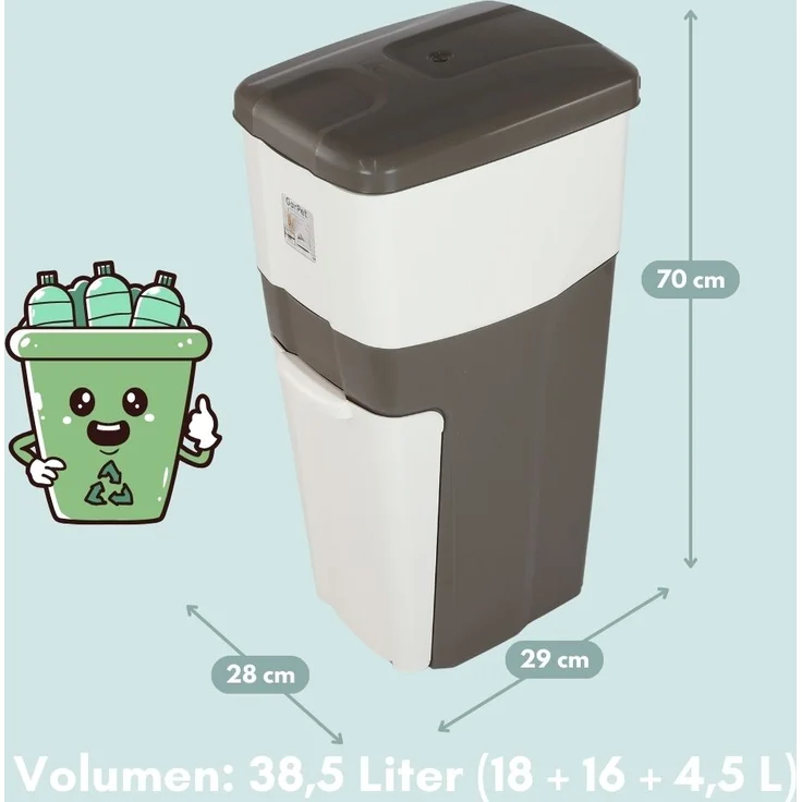 Mülleimer Küche 3 Fächer Groß Mülltrennsystem 70 Mülltrennung Mülltrenner Abfallsammler Müllsortierer 3Fach Müllsystem Küche Abfall & Recycling – Bild 2