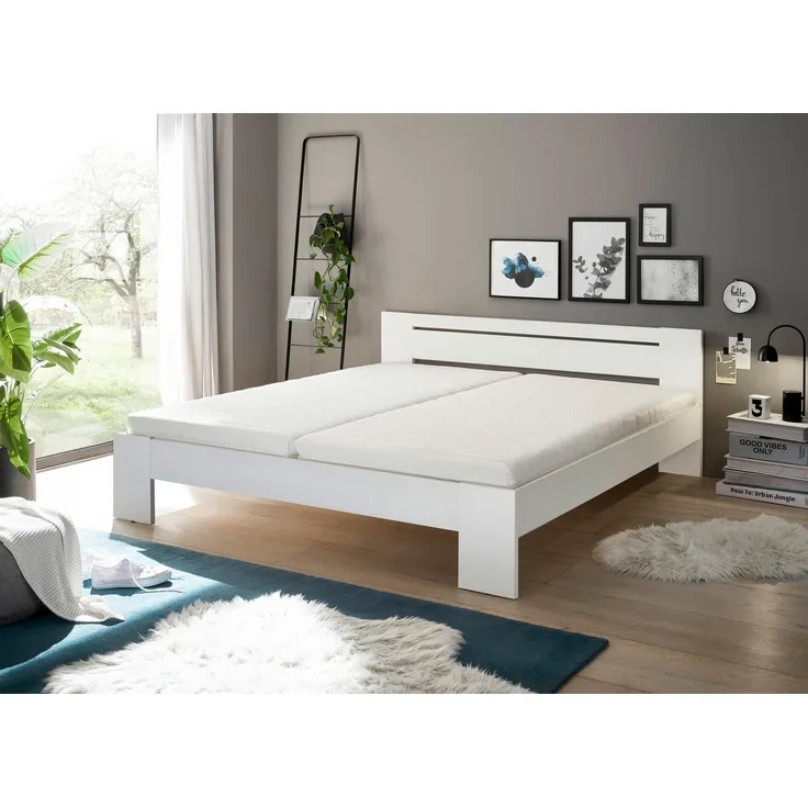 CANNES Futonbett 180x200 cm - Minimalistisches Doppelbett in Weiß - 185 x 71 x 204 cm (B/H/T)