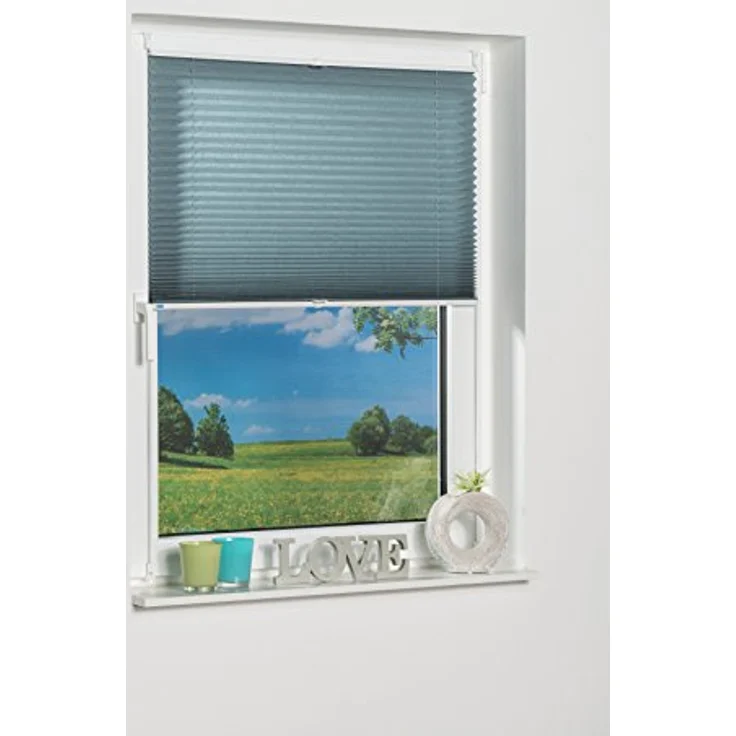 Khome Klemmfix-Plissee 40 x 210 cm, Lichtschutz in Petrol mit moderner Crushed Optik, stufenlos verstellbar und ohne Bohren montierbar – Bild 3