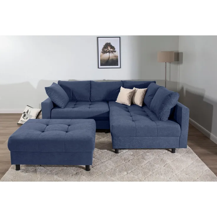 COLLECTION AB Ecksofa Toni L-Form, B: 215 cm, mit Hocker & 2 Zierkissen, Federkern