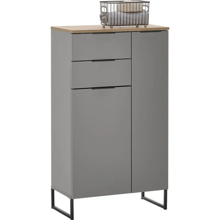 DENVER Badezimmer Kommode in Grau / Evoke Eiche Optik FSC-zertifiziert - Badezimmerschrank Bad Schrank mit viel Stauraum - 60 x 106 x 32 cm (B/H/T) – Bild 4