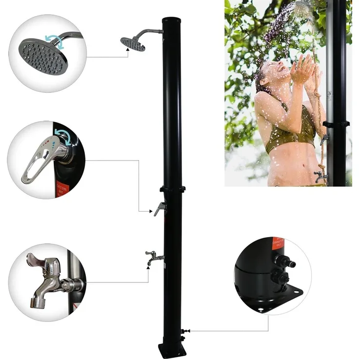 Solardusche 20L Schwarz Gartenbrause Fußdusche Camping Pool Regendusche Outdoor