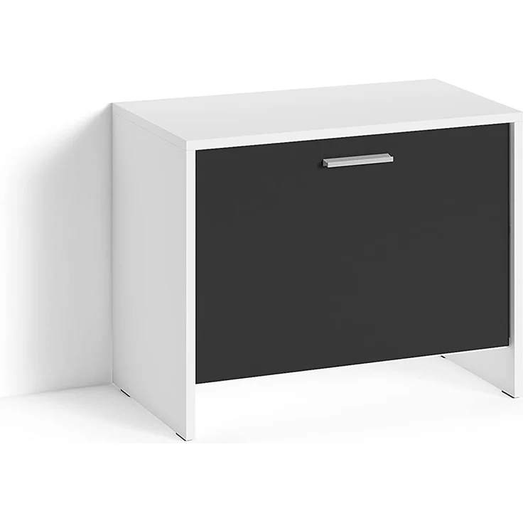 byLIVING Sitzbank BEN / Schuhschrank in matt weiß / Front schwarz / kleine Flur-Kommode mit Klappe und Einlegeboden / B 60, H 48, T 35 cm – Bild 1