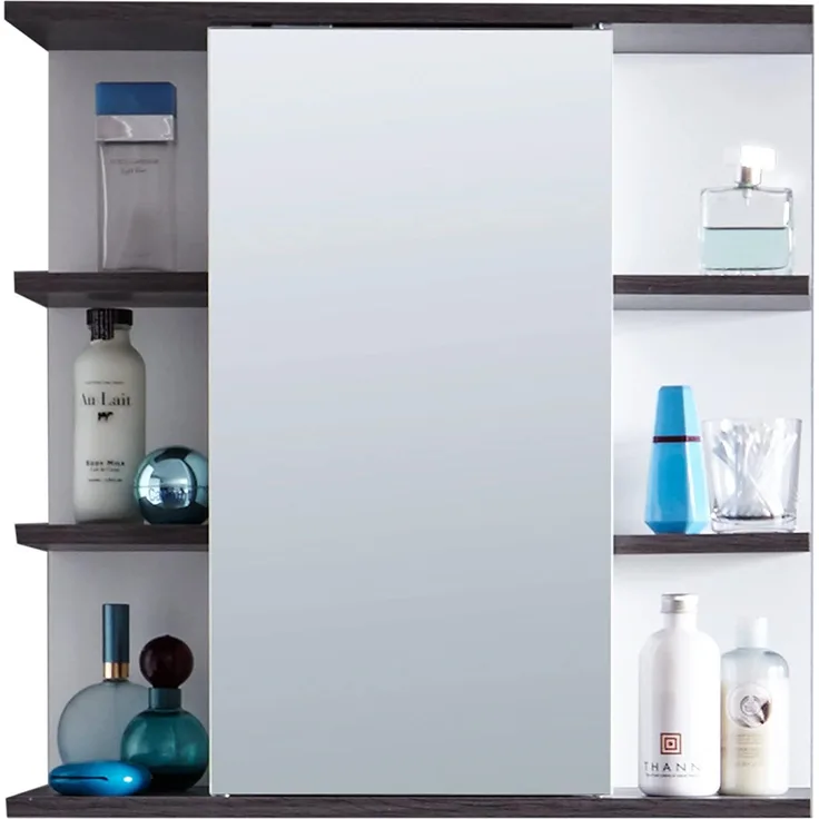 Spiegelschrank California ohne Spiegellampe, weiß Sardegna grau 60x60 cm