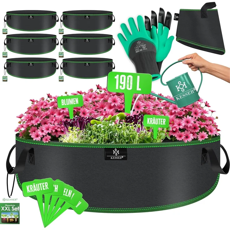 KESSER Pflanzkübel, Pflanzsäcke aus Vlies Kartoffel Pflanzsack Pflanztasche, 190L, 90 x 30cm – Bild 1