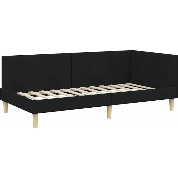 vidaXL Eckbettgestell mit Matratze 2 stk. Schwarz 100 x 200 cm Stoff 3393751 – Bild 6
