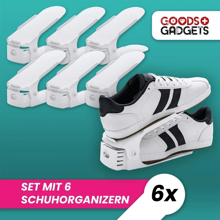 Goods+Gadgets Schuhstapler Schuhorganizer 50% mehr Platz, im Schuhregal Schuhordner - 3 Paar – Bild 6