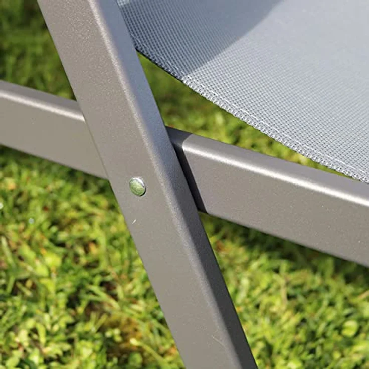 Oviala Santiago Liegestühle, 2er-Set aus Aluminium und Textilene, klappbar, grau, wetterfest, mehrfach verstellbare Positionen – Bild 10