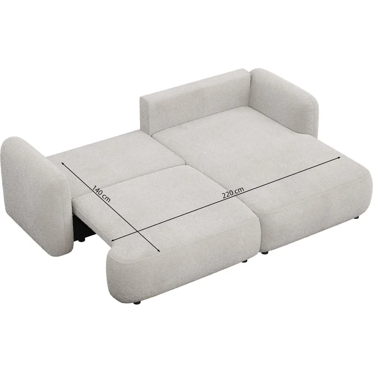 Selsey Tvoya Ecksofa mit Schlaffunktion, Ottomane links, Bouclé Hellbeige – Bild 10