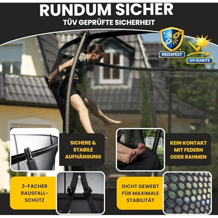 Zero Gravity Gartentrampolin Oval 305x213/366x244/457x366 cm, inkl. Leiter, TÜV GS, smarter & schneller Netzabbau für Outdoor-Nutzung – Bild 4