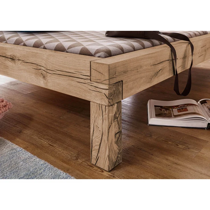 Balkenbett Wildeiche 160x200 bianco geölt JANGALI #211 – Bild 3