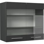 Küchenglasschrank Fame-Line Anthrazit Hochglanz 80 cm Vicco