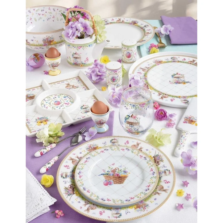 EasyLife Suppenteller Spring Bloom, Spülmaschinengeeignet, Mehrfarbig, Motiv: Hasen & Blumenkörbe – Bild 2