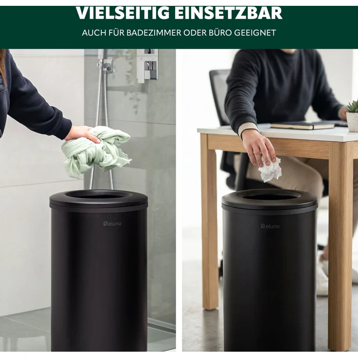 eluno Multifunktionstonne mit Nylonbeutel und runder Öffnung, Metall, schwarz, ca. 36 Liter – Bild 5