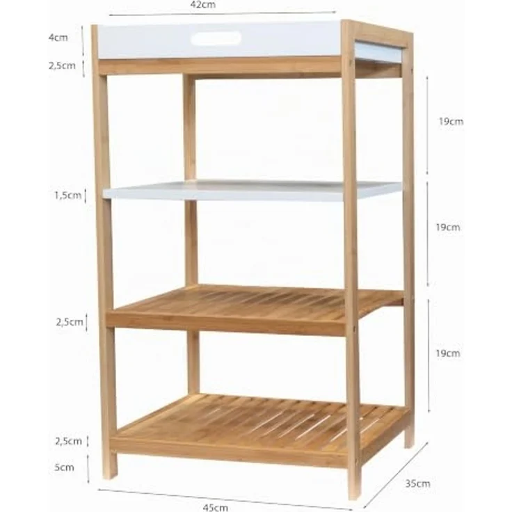 osoltus Badregal Tablett Regal Sonderborg aus Bambus und Holz Weiß – Bild 3