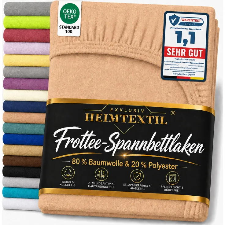 EXKLUSIV HEIMTEXTIL Frottee Spannbettlaken 140 - 160 x 200 cm Nougat