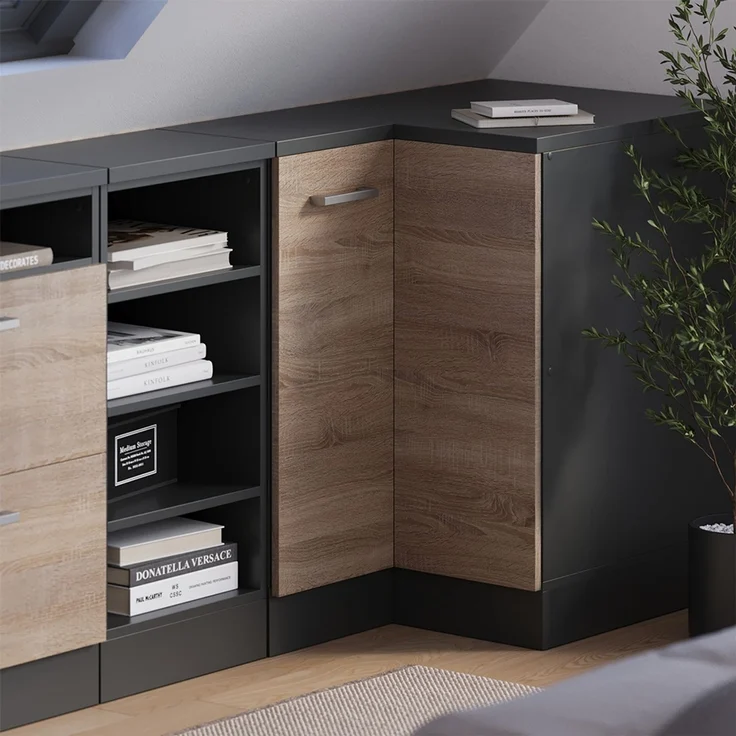 Eck-Küchenschrank für Dachschrägen R-Line Sonoma 75.6 cm mit 1 Tür, Schrankkorpus 60 cm Tiefe Vicco – Bild 4