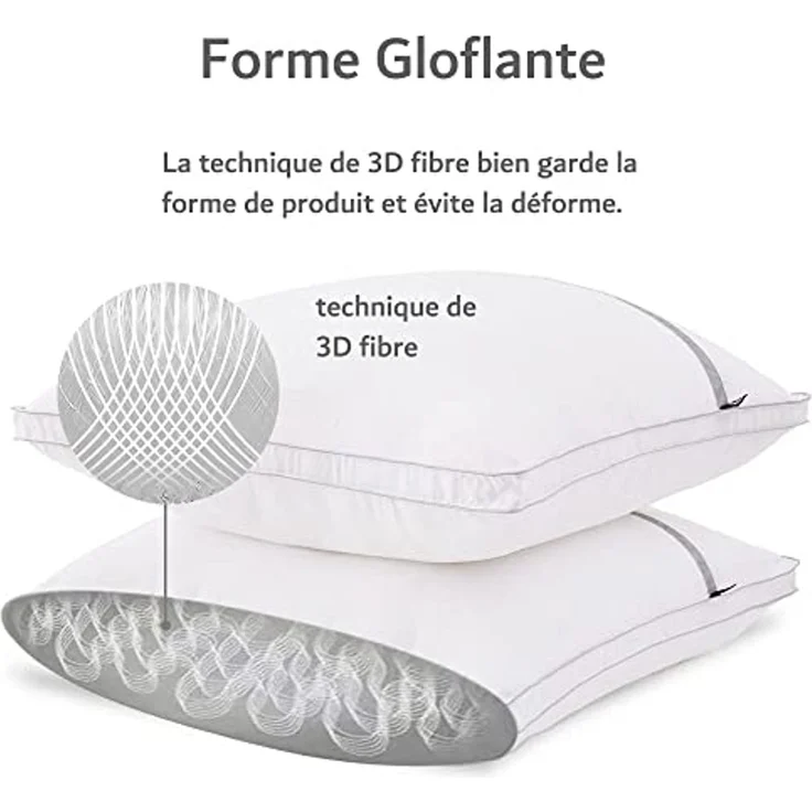 BedStory Kissen, 60x60 cm, 2 Stück, milbendicht und hypoallergen, aufblasbares Kissen mit Füllung aus 3D-Polyesterfaser, bequem und atmungsaktiv und kann als Sofakissen verwendet Werden – Bild 3