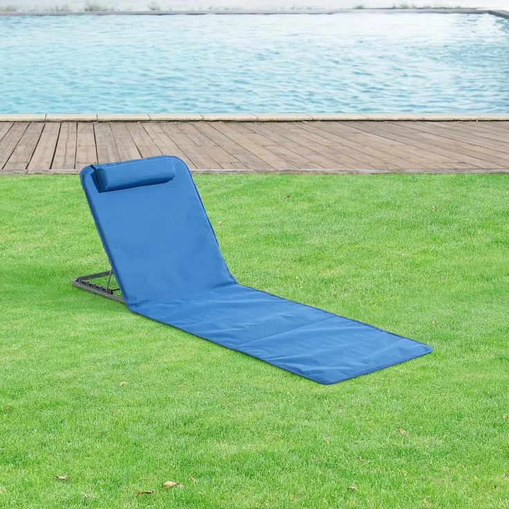 en. casa 'Donostia' Strandmatte, 2er Set, Stahl/Polyester Blau, 143x48 cm – Bild 1