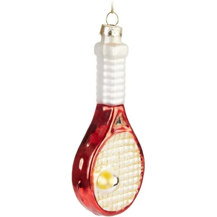 BRUBAKER Weihnachtsbaumkugel Tennisschläger Rot mit Tennisball Weihnachtskugel aus Glas Handbemalt (1 St), Tennis Sport Christbaumschmuck Lustig – Bild 4