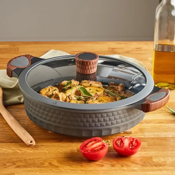 RESTO Kitchenware Kochtopf Capella, Schmortopf antihaftbeschichtet und spülmaschinenfest, Aluminiumguss (2-tlg), mit Glasdeckel und stoßdämpfendem Silikonrand, im Geschenkkarton – Bild 8