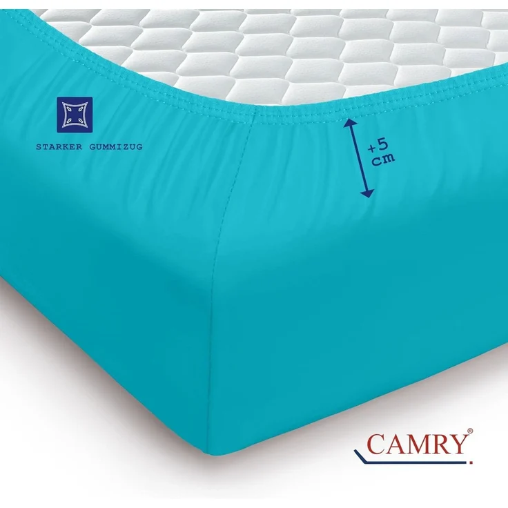 Camry Spannbettlaken CLASSIC Jersey 100% Baumwolle Spannbetttuch atmungsaktiv Gummizug, Jersey Baumwolle, Gummizug: rundum, 100% Baumwolle, alle Matratzenhöhen, atmungsaktiv, pflegeleicht – Bild 4