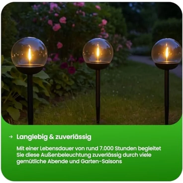 LED-Solar-Wegleuchte "Globe", 3er Set, weiß/schwarz – Bild 6