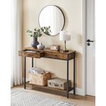 Vasagle Konsolentisch, mit 2 Schubladen, Stahlgestell, Industrie-Design, vintagebraun-schwarz, 80 x 30 x 100 cm