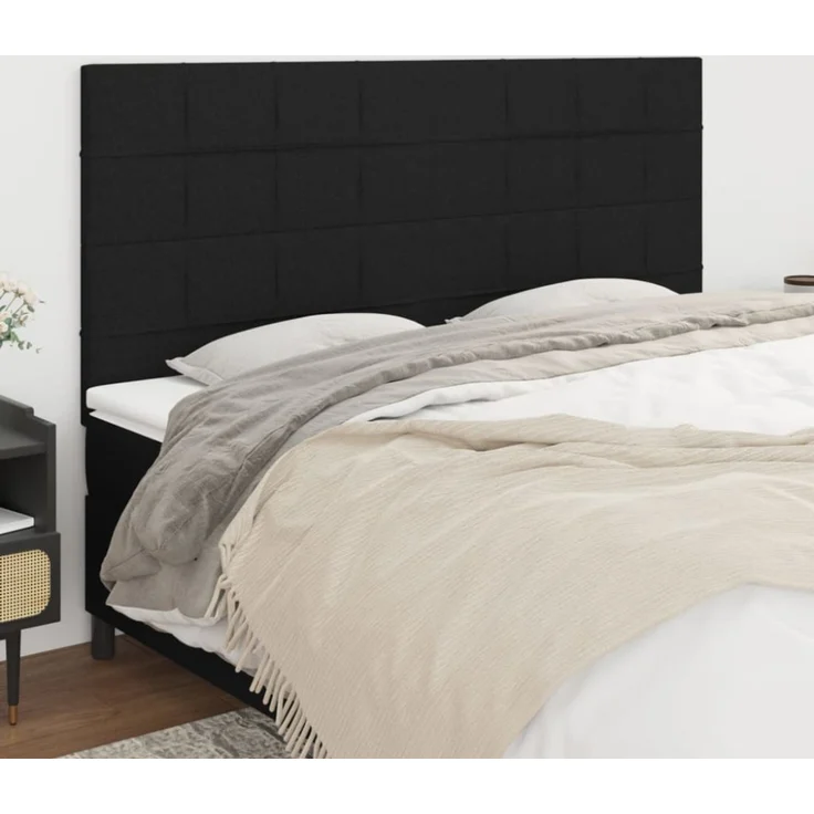 vidaXL Kopfteile 4 Stk. Schwarz 90x5x78/88 cm Stoff 3116348 – Bild 1