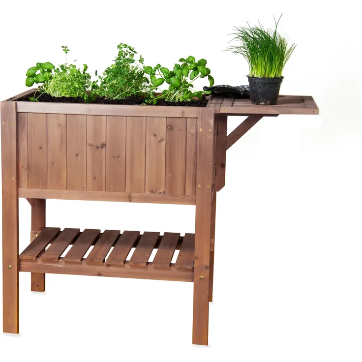 Powertec Garden Vertikales Hochbeet mit klappbarer Seitenablage