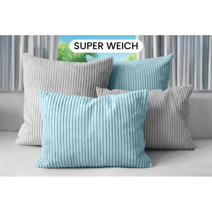Amilian Dekokissen Sofakissen Cord-Optik 4er Set mit Füllung 2x 40x40 + 2x 35x45 cm, mit Füllung, Hotelverschluss, formstabil – Bild 2