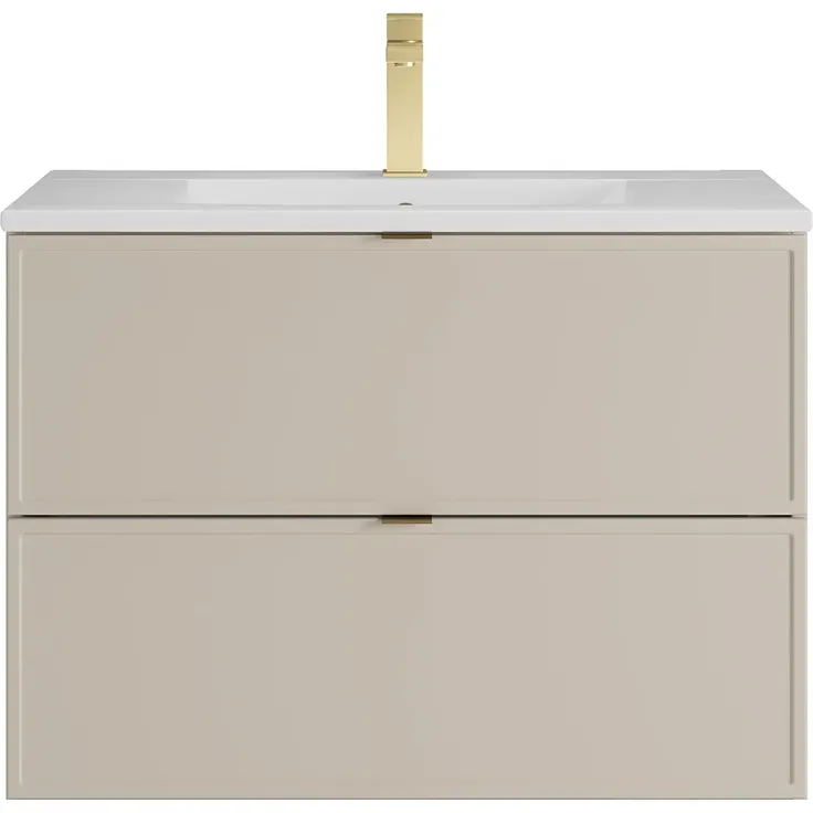 Vente-unique - ONDIL Waschbeckenmöbel Holz, Platte Beige - B 45 cm x H 60 cm x L 80 cm – Bild 4