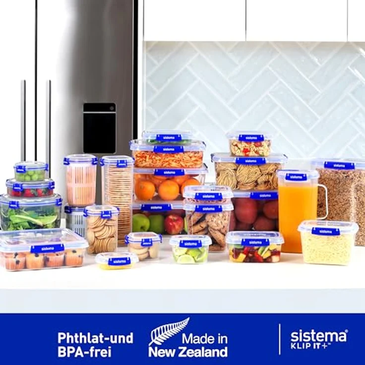 Sistema KLIP IT PLUS auslaufsichere Vorratsdosen | 2x1L & 2,2 L | luftdichte und stapelbare & ineinander stellbare Frischhaltedosen für Meal Prep mit Deckel | Brotdosen für Pause | BPA-frei, 3 Stück – Bild 7