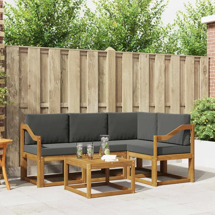 vidaXL Outdoor-Sofagarnitur mit Kissen 5 pcs Natur und Anthrazit 3366375