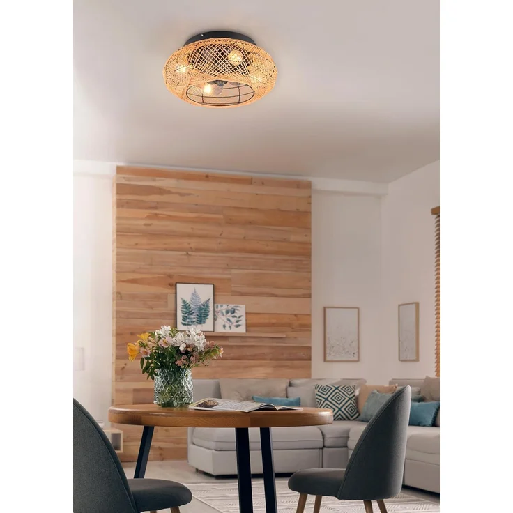 Boho Deckenleuchte LILLESAND mit Ventilator und Fernbedienung, Ø 50cm – Bild 5