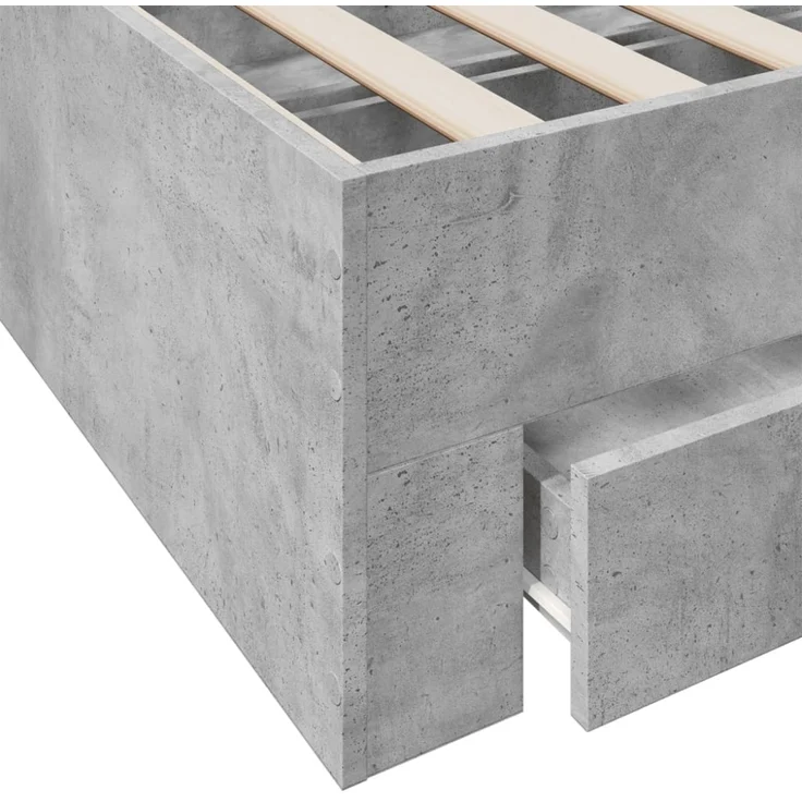vidaXL Bettgestell mit Schubladen Betongrau 140x200 cm Holzwerkstoff 3280387 – Bild 3