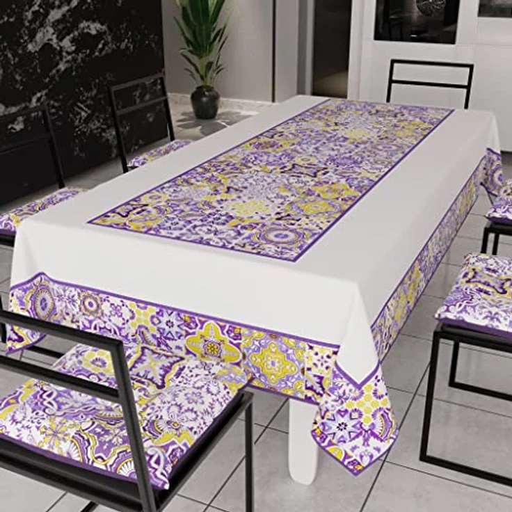 PETTI Artigiani Italiani - Tischdecke, schmutzabweisend, rechteckig, geometrisches Design Vietri Violett, X6-Sitzer (140 x 180 cm), 100% Made in Italy – Bild 3