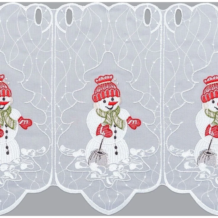 Scheibengardine Plauener Spitze - Snowman (Bx H) 146.70cm * 30cm Rot/kaminrot – Bild 3