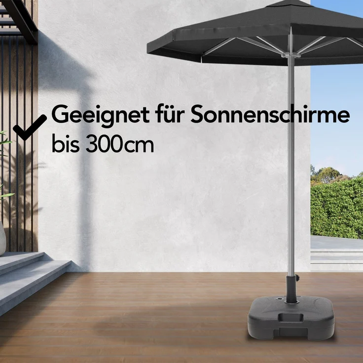 Brixy Sonnenschirmständer - Befüllbar - 40KG - Kompakt und Stabil - Sonnenschirmhalter - Kunststoff - Anthrazit – Bild 6