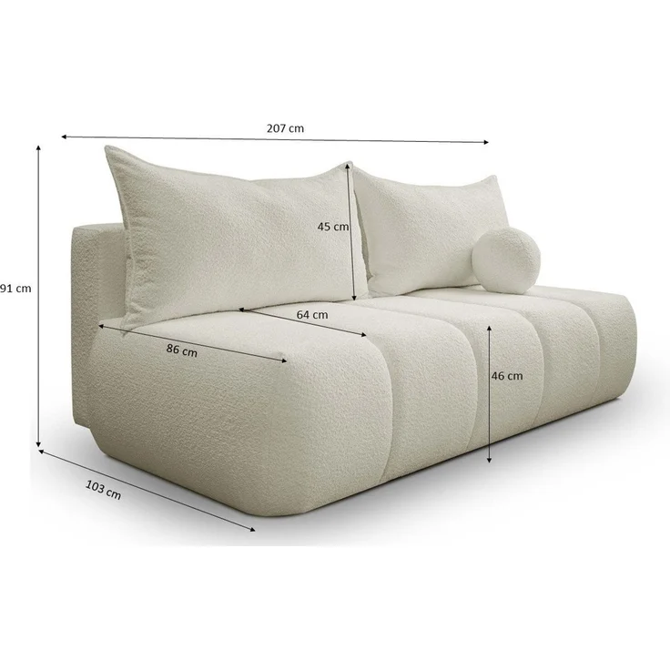 Kaiser Möbel Schlafsofa Dreisitziges Sofa PIANO mit Schlaffunktion, Komfortabel, praktisch und freistehend – Bild 2