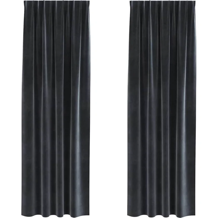 vidaXL Vorhänge 2 stk. Dunkelgrau 140 x 245 cm Samt 4107231 – Bild 2