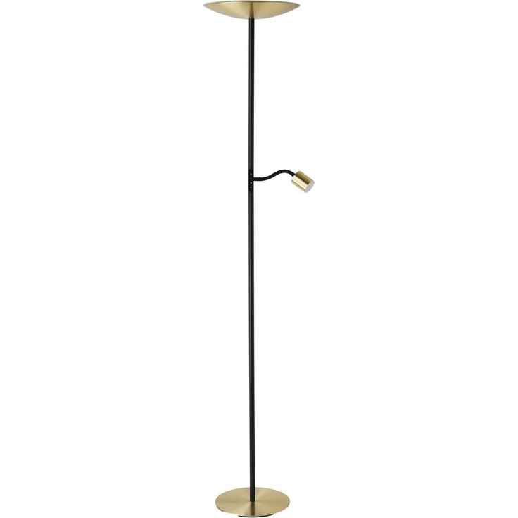 EGLO LED Stehlampe Conivarino, Lampe Wohnzimmer, Deckenfluter mit flexibler Leselampe, Standleuchte touch dimmbar, Stahl in Messing-gebürstet, warmweiß, 170 cm